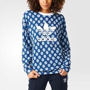 ADIDAS Women's Trefoil Dot Allover Print Sweater Pullover. XS